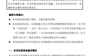 新华保险：华宝投资对公司持股比例达到1%